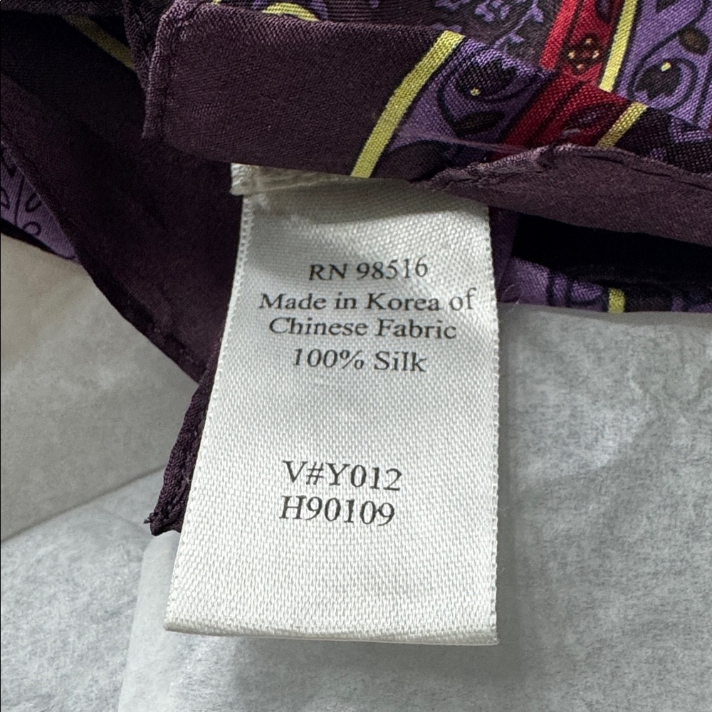 Purple Paisley Silk Handkerchief/ Square - Picture 3 of 4